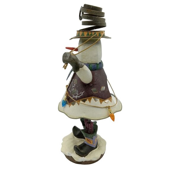 Metal Snowman Cowboy Tea Light Candle Holder Figurine Whimsical Design - Picture 2 of 9